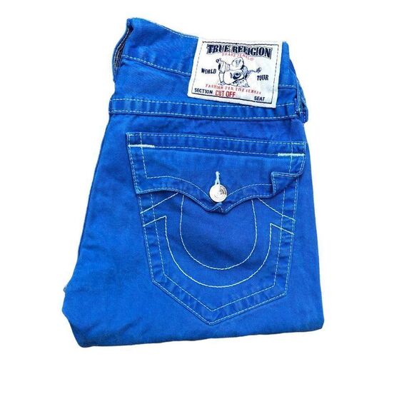 TRUE Religion Jean Shorts Size 28 CUT OFF Blue - Picture 6 of 7